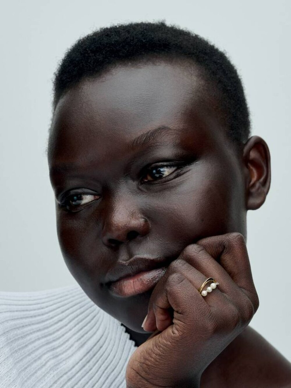 Pandora Treated Freshwater Cultured Pearl & Organically Shaped Double Band Ring - Picture 4 of 5